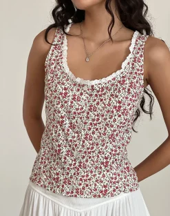 Motel Rocks Vest Tops | Printed Tops-Grodita Vest Top in Pretty Ditsy PrettyDitsy