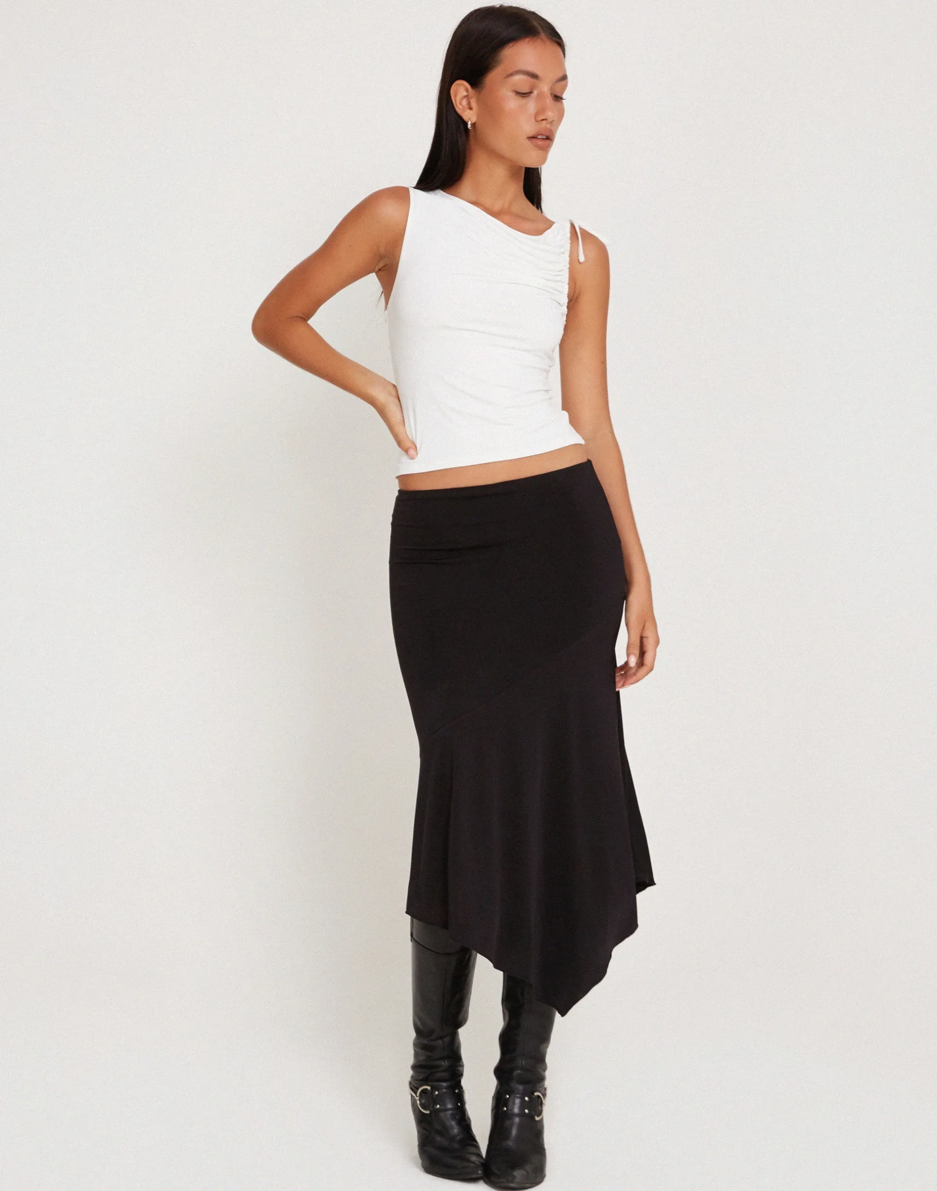 Motel Rocks Basics | Basic Tops-Hagne Crop Vest Top in Off White offwhite