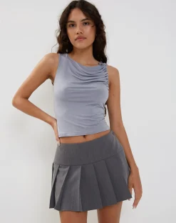 Motel Rocks Vest Tops | Basic Tops-Hagne Vest Top in Silver