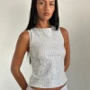 Motel Rocks Co-Ords | Sequin Tops-Hala Top in Silver Chrome Drape Mini Sequin SilverChromeDrapeMiniSequin