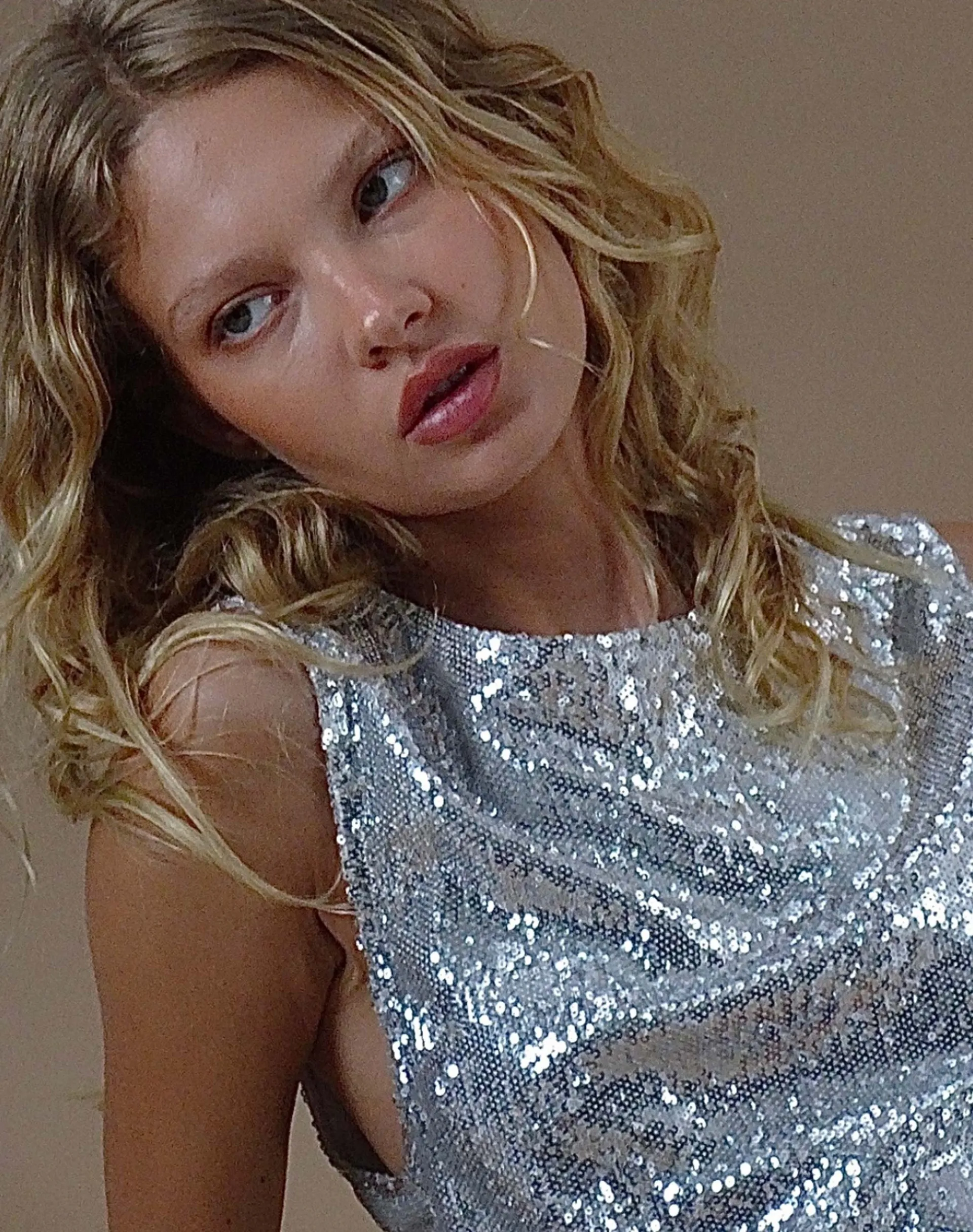 Motel Rocks Vest Tops | Sequin Tops-Hala Vest Top in Silver Chrome SilverChrome