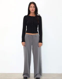 Motel Rocks Tailoring-Halda Wide Leg Trouser in Charcoal