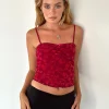 Motel Rocks Printed Tops | Strappy Tops-Hali Cami Top in Grunge Floral Flock Red GrungeFloralFlockRed