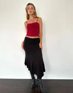 Motel Rocks Printed Tops | Strappy Tops-Hali Cami Top in Grunge Floral Flock Red GrungeFloralFlockRed