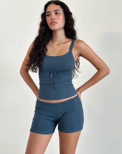 Motel Rocks Micro Shorts | Loungewear-Hallie Knitted Hot Pants in Ocean Storm