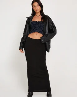 Motel Rocks Printed Tops-Halusi Crop Top in Pretty Petal Flock Black PrettyPetalFlockBlack