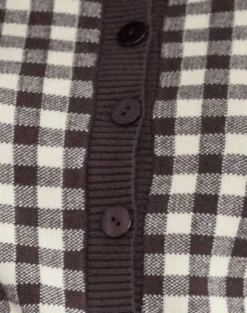Motel Rocks Cardigans-Hanudia Cardi in Gingham Brown