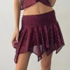 Motel Rocks Mini Skirts-Helga Waterfall Mini Skirt in Sequin Burgundy