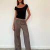 Motel Rocks Wide Leg Pants | Low Rise Pants-Helsa Low Rise Trouser in Dark Brown Tailoring