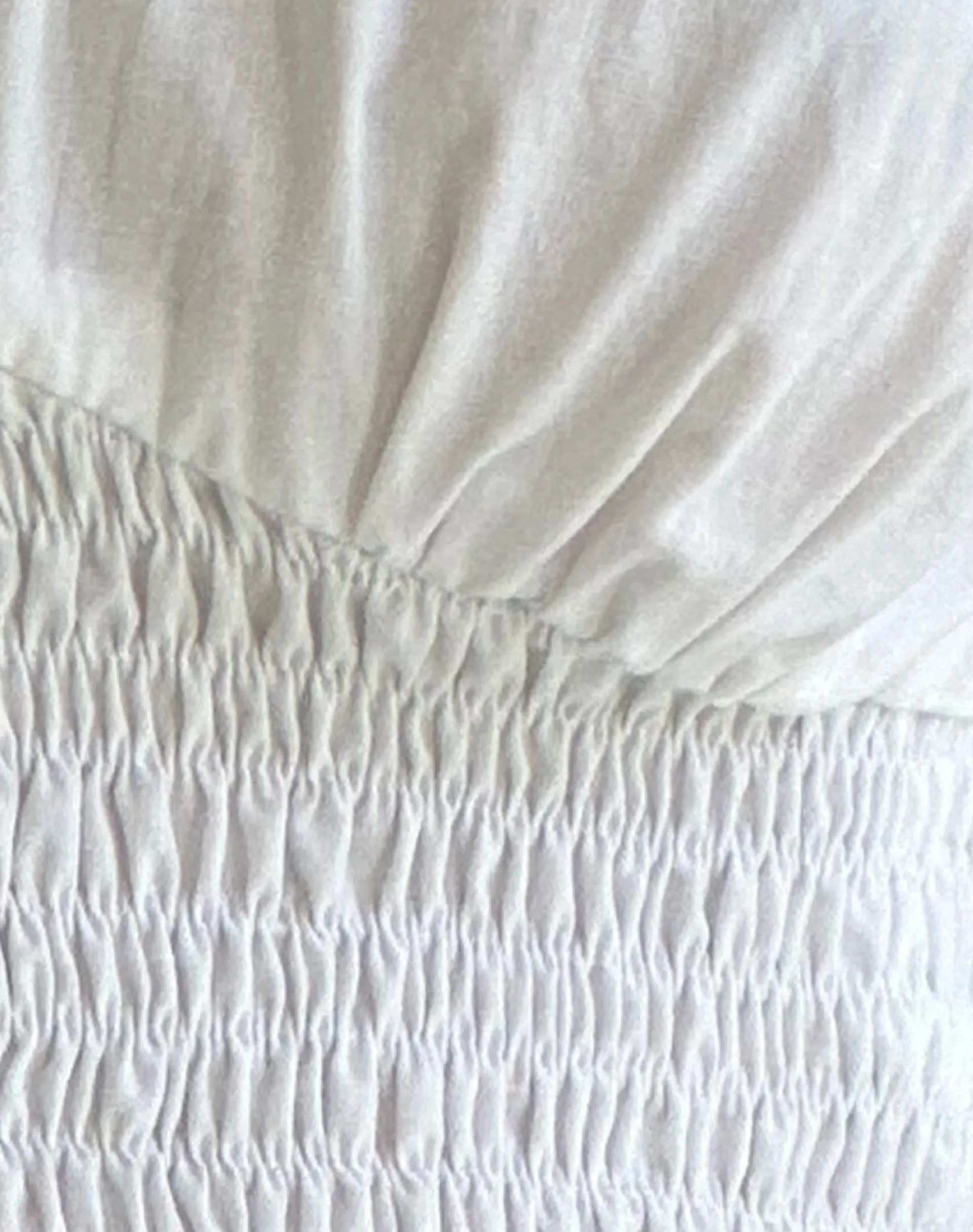 Motel Rocks Co-Ords-Hevalis Plunge Shirred Top in Poplin White PoplinWhite