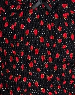 Motel Rocks Co-Ords | Printed Tops-Hevalis Top in Strawberry Polka Black StrawberryPolkaBlack