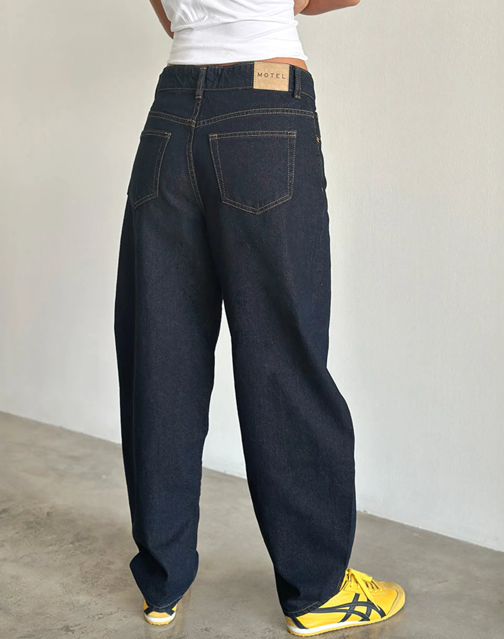 Motel Rocks Wide Leg Pants | Jeans-High Rise Barrel Jean in Indigo