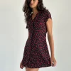 Motel Rocks Printed Dresses | Day Dresses-Holmana Mini Dress in Strawberry Polka Black