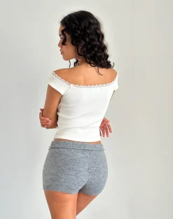 Motel Rocks Micro Shorts-Husan Hot Pants in Knit Grey