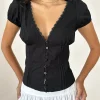 Motel Rocks Shirts And Blouses | Corset Tops-Ilias Corset Top in Poplin Black PoplinBlack