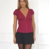 Motel Rocks Corset Tops | Going Out Tops-Ilias Corset Top in Poplin Burgundy PoplinBurgundy