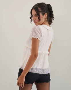 Motel Rocks Shirts And Blouses | Lace Tops-Immy Blouse in Lace Ivory LaceIvory