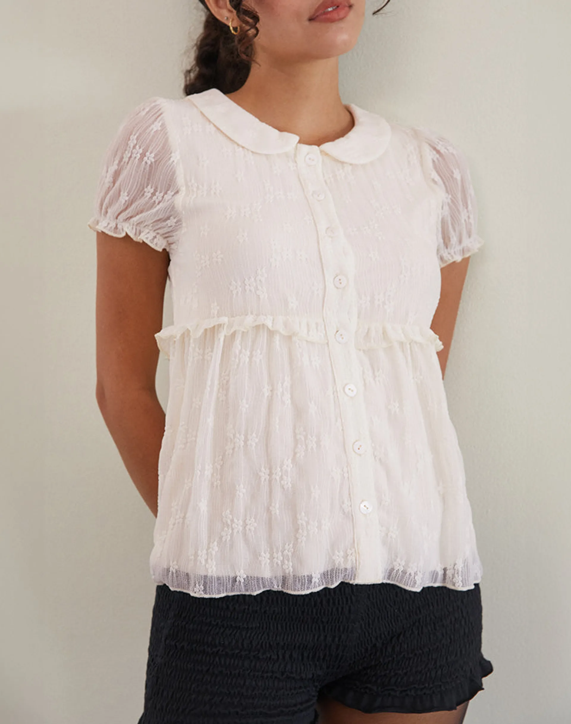 Motel Rocks Shirts And Blouses | Lace Tops-Immy Blouse in Lace Ivory LaceIvory