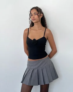Motel Rocks Corset Tops | Strappy Tops-Indus Cami Top in Rosette Black RosetteBlack
