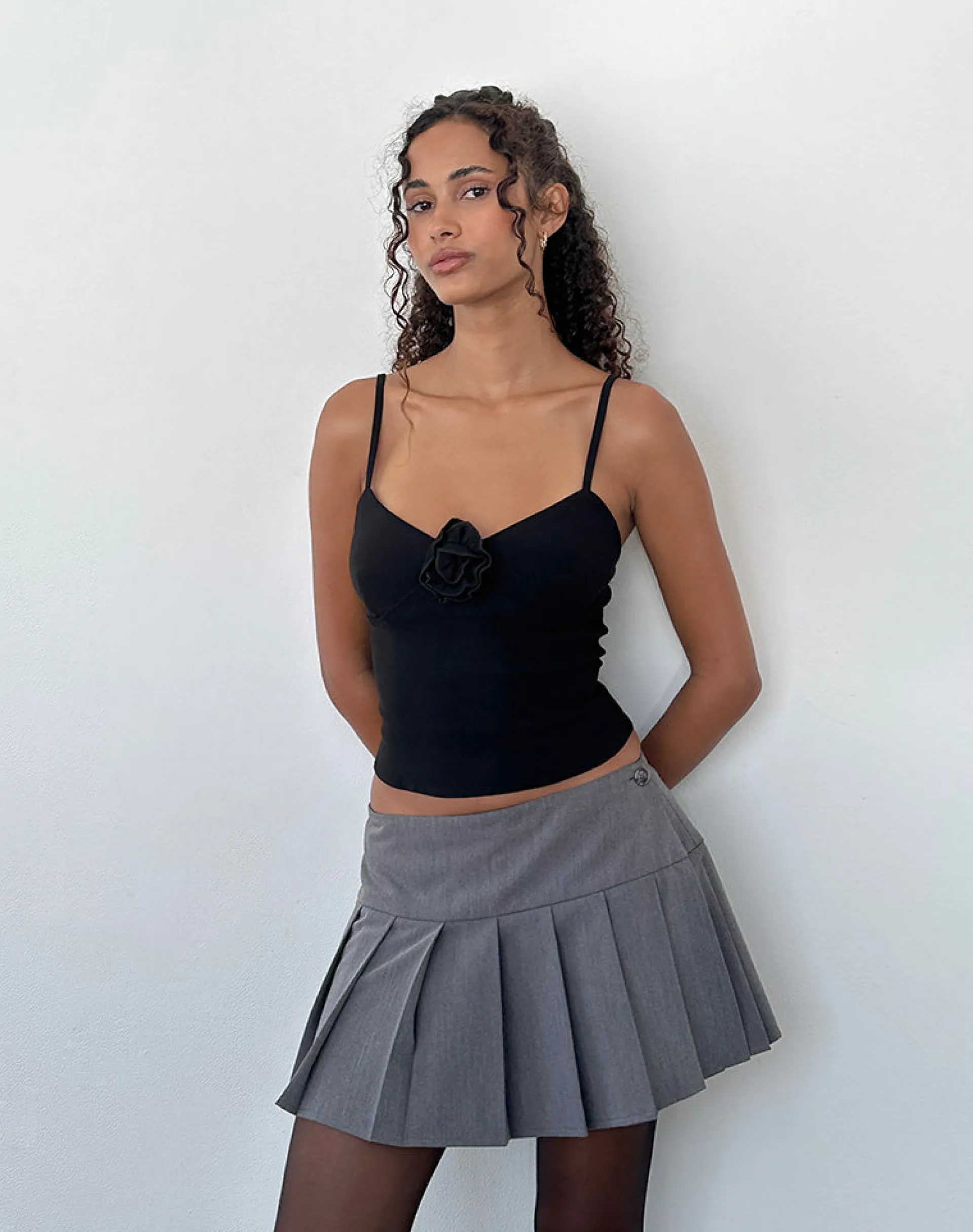 Motel Rocks Corset Tops | Strappy Tops-Indus Cami Top in Rosette Black RosetteBlack