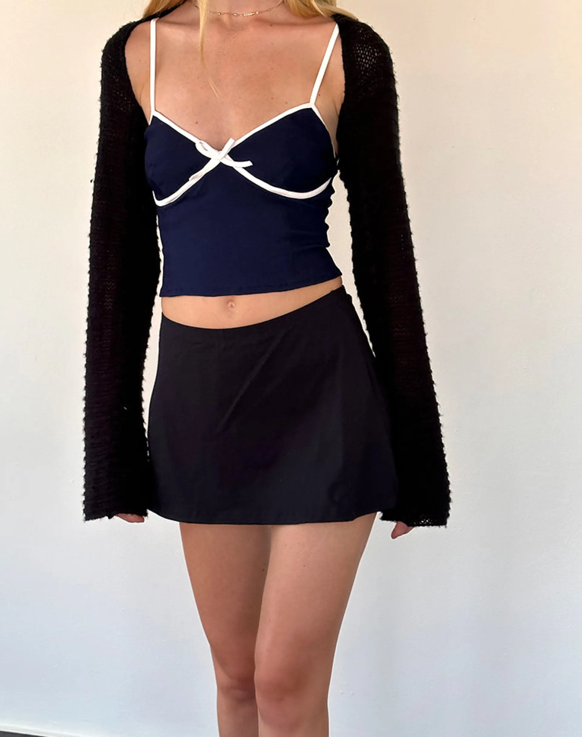 Motel Rocks Co-Ords | Strappy Tops-Insa Tailored Cami Top in Navy