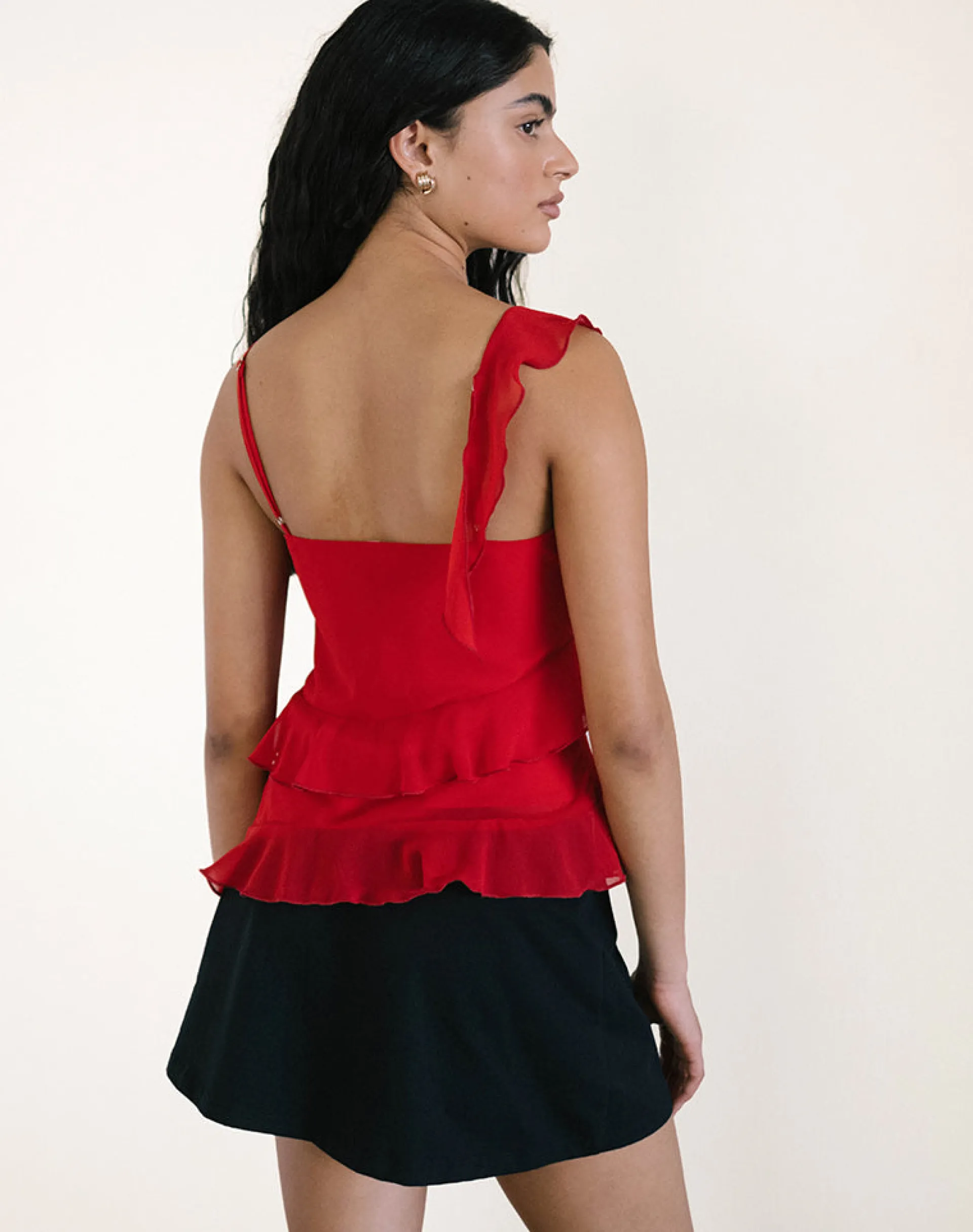 Motel Rocks Strappy Tops | Going Out Tops-Irani Top in Red