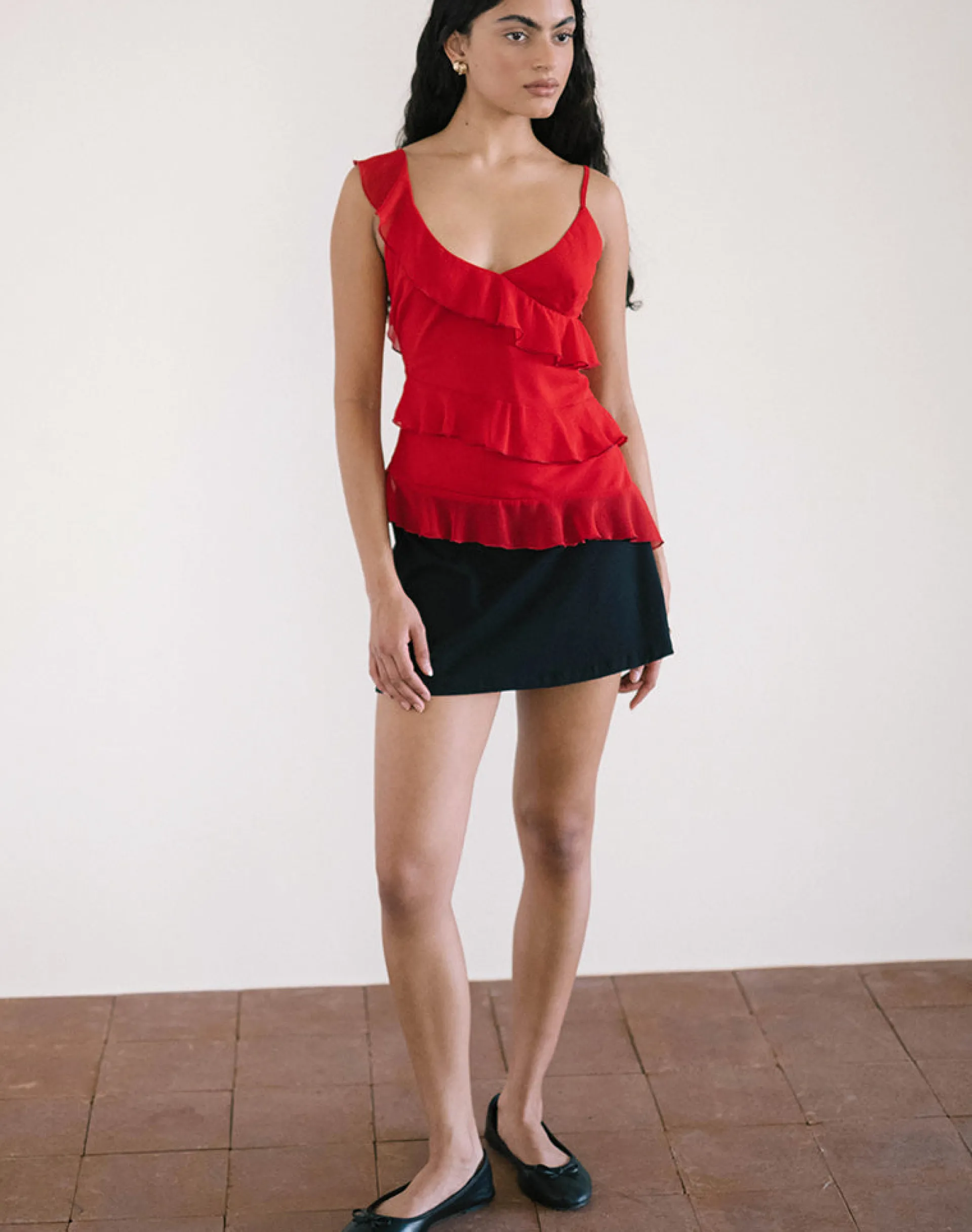 Motel Rocks Strappy Tops | Going Out Tops-Irani Top in Red