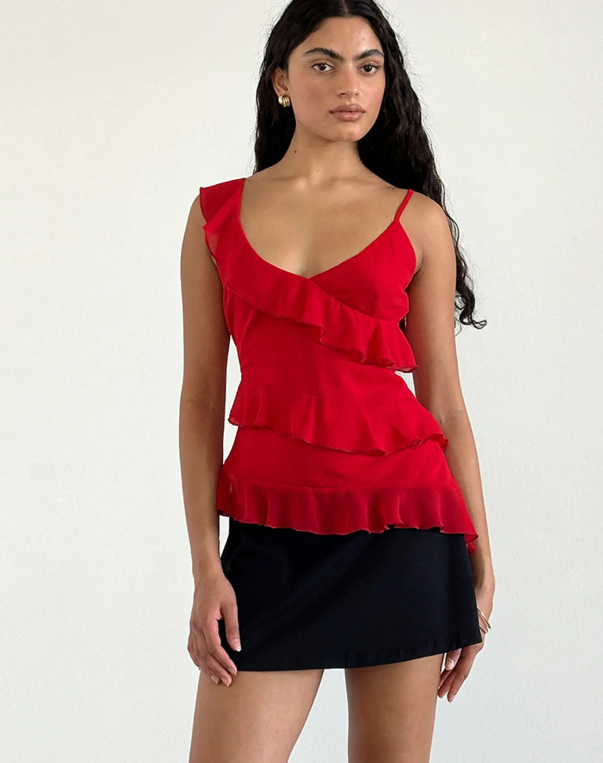 Motel Rocks Strappy Tops | Going Out Tops-Irani Top in Red