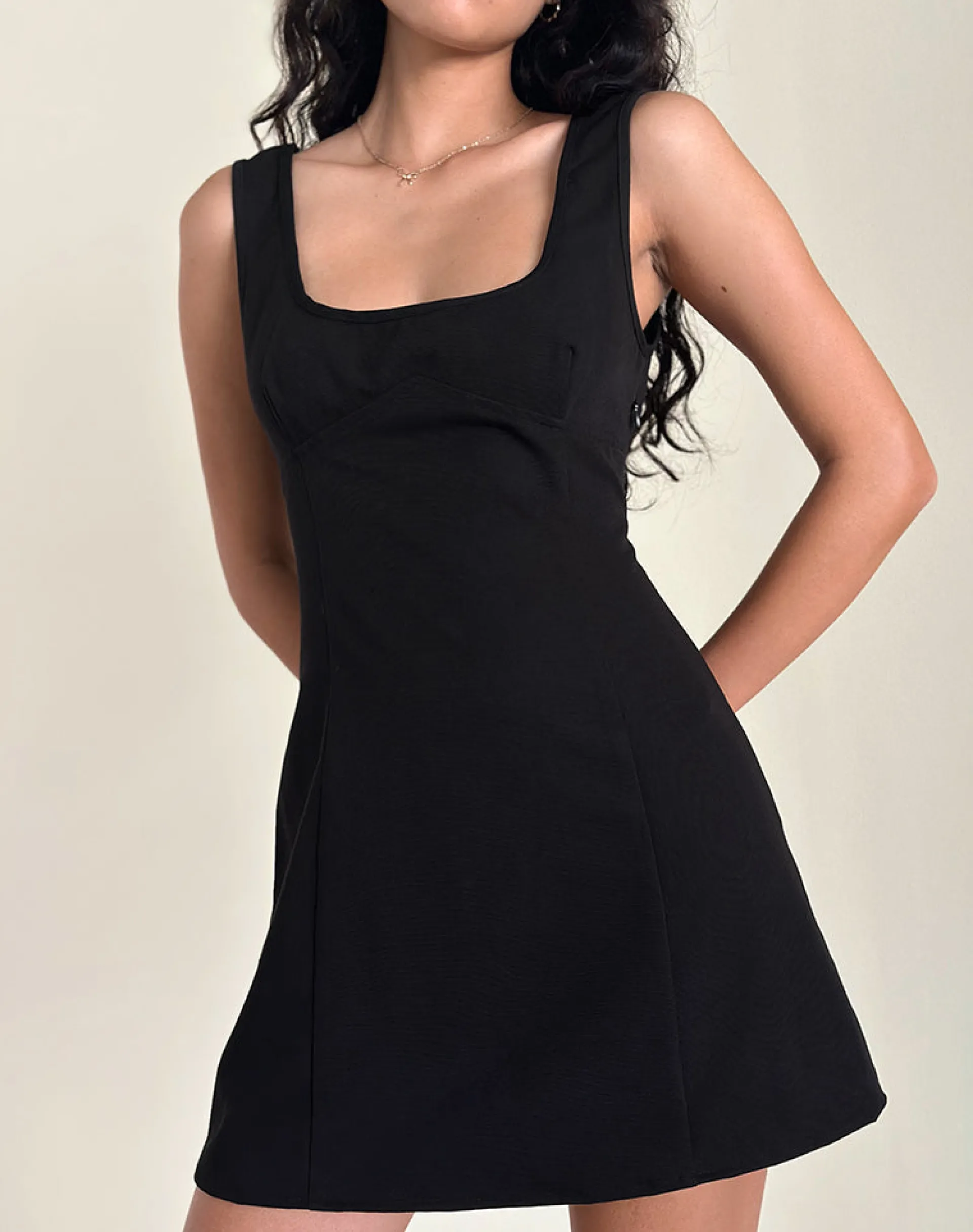 Motel Rocks Tailoring | Little Black Dresses-Irinel Bow Back Mini Dress in Black