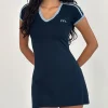 Motel Rocks Day Dresses | Mini Dresses-Isadre Mini Dress in Navy with Nantucket Blue Binding