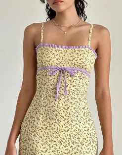 Motel Rocks Printed Dresses | Midi Dresses-Isaure Midi Dress in Flowing Flower Yellow