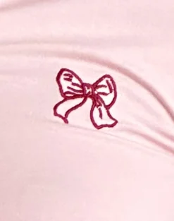 Motel Rocks Basic Tops-Isda Top in Girlie Pink with Red Bow Emb GirliePinkwithRedBowEmb