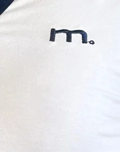 Motel Rocks Basics | Basic Tops-Isda Top in White with Navy Binding and M Embroidery WhitewithNavyBindingandMEmbroidery