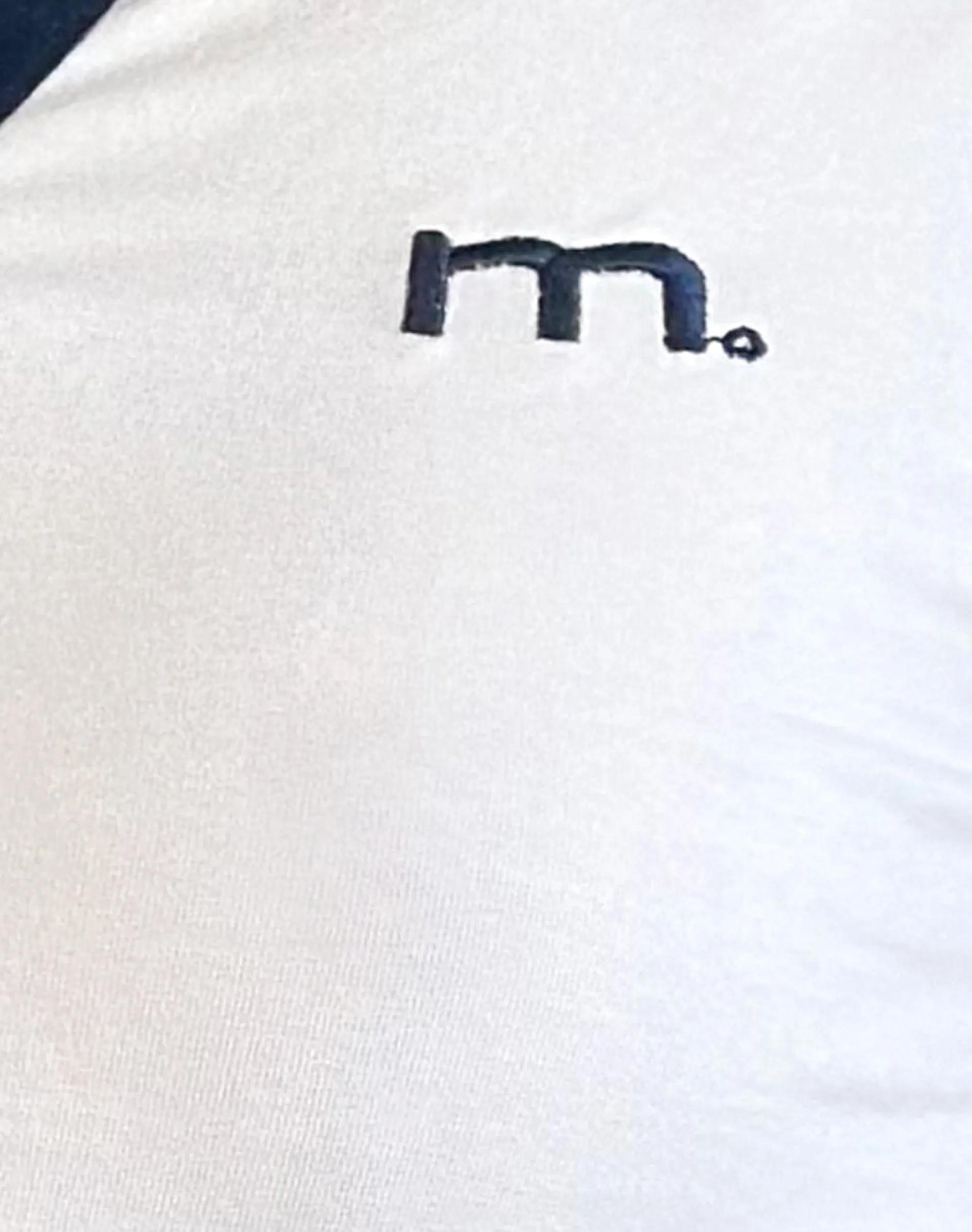 Motel Rocks Basics | Basic Tops-Isda Top in White with Navy Binding and M Embroidery WhitewithNavyBindingandMEmbroidery