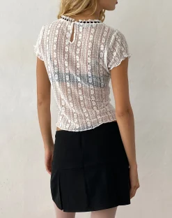Motel Rocks A Line Skirts | Pleated Skirts-Istaka Mini Skirt in Black Tailoring BlackTailoring
