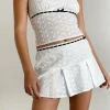 Motel Rocks Co-Ords | Pleated Skirts-Istana Skirt in Broderie White