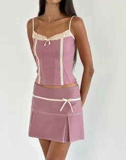 Motel Rocks Pleated Skirts | Mini Skirts-Istari Mini Skirt in Dusky Pink DuskyPink