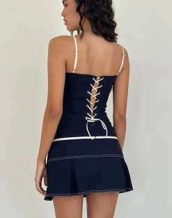 Motel Rocks Co-Ords | A Line Skirts-Istari Mini Skirt in navy