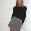 Motel Rocks A Line Skirts | Pleated Skirts-Isti Pleated Belted Mini Skirt in Charcoal
