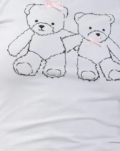 Motel Rocks Printed Tops | Tees-Izzy Lace Trim Baby Tee in White Teddy Motif WhiteTeddyMotif