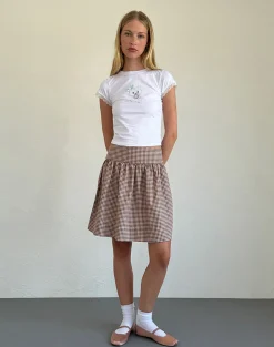 Motel Rocks Basic Tops | Printed Tops-Izzy Tee in White with Strawberry Cat Print WhitewithStrawberryCatPrint
