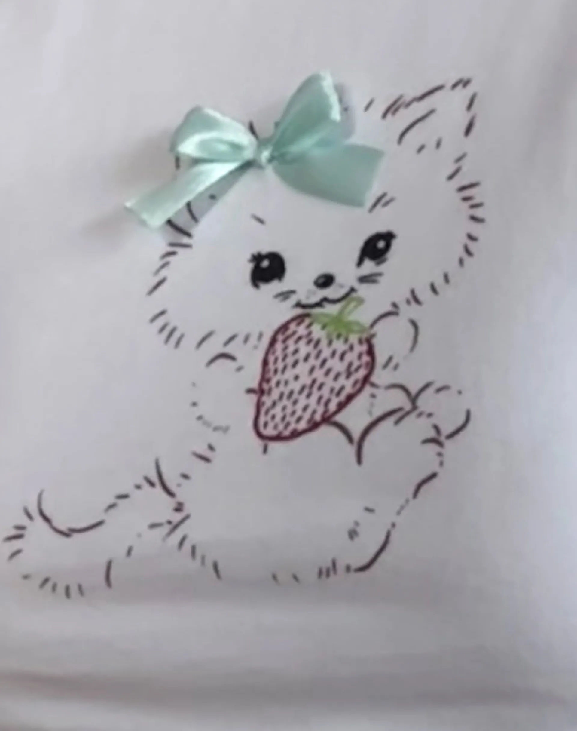 Motel Rocks Basic Tops | Printed Tops-Izzy Tee in White with Strawberry Cat Print WhitewithStrawberryCatPrint