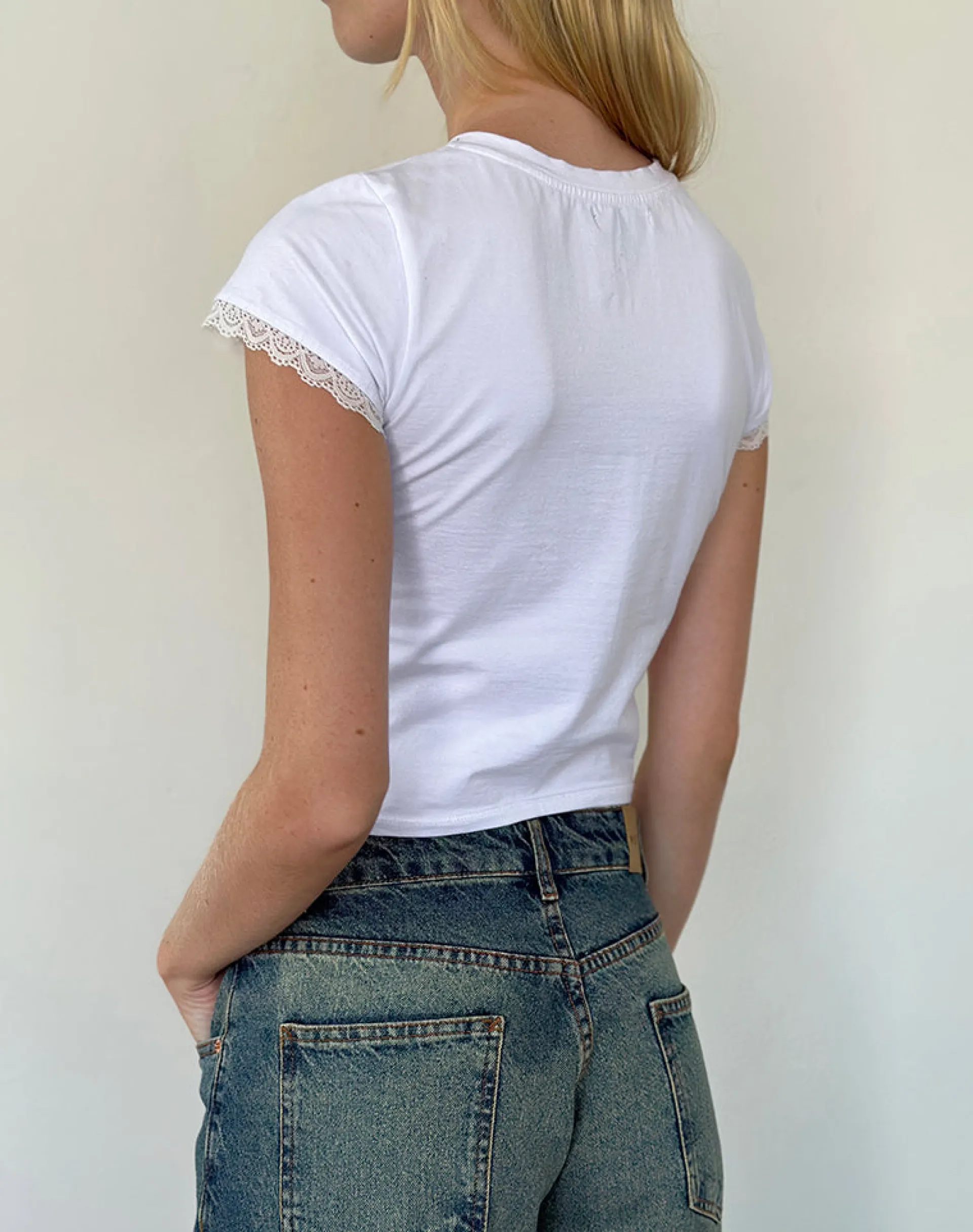 Motel Rocks Basics | Basic Tops-Izzy Tee with Me Always Motif in White with Bow MeAlwaysMotifinWhitewithBow