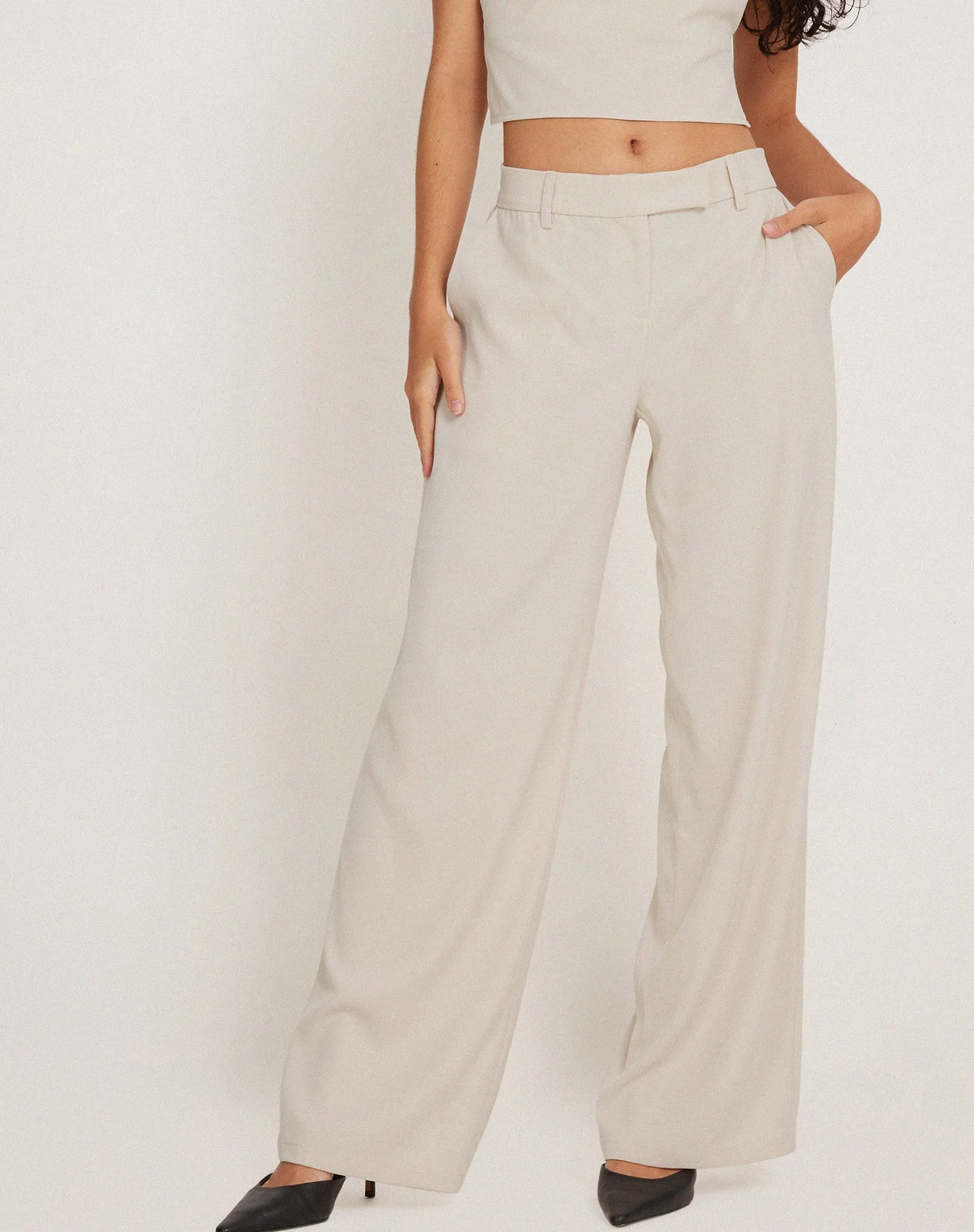Motel Rocks Wide Leg Pants-Jabba Trouser in Light Cream lightcream