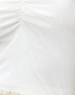 Motel Rocks Basics-Jachai Frill Detail Bandeau Top in Off White