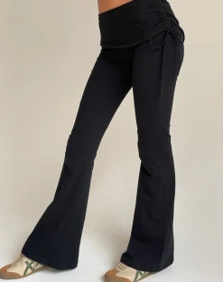 Motel Rocks Low Rise Pants-Jacie Jersey Flare Trouser in Black