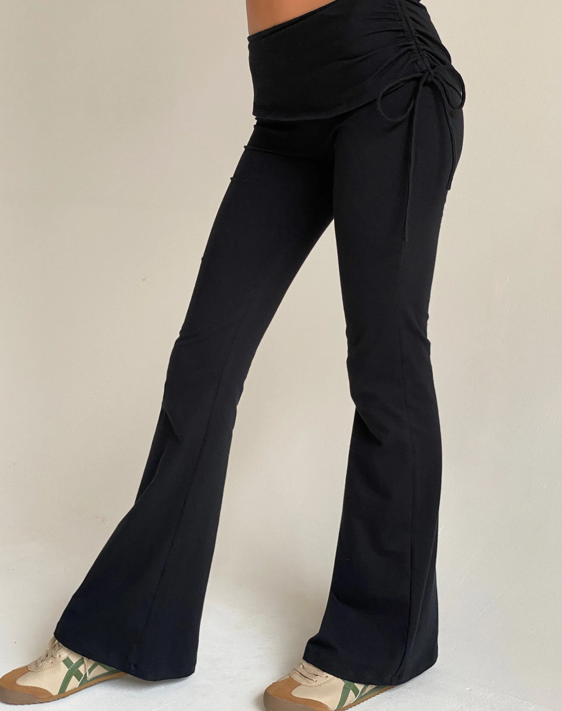Motel Rocks Low Rise Pants-Jacie Jersey Flare Trouser in Black