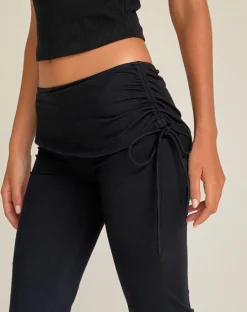 Motel Rocks Low Rise Pants-Jacie Jersey Flare Trouser in Black