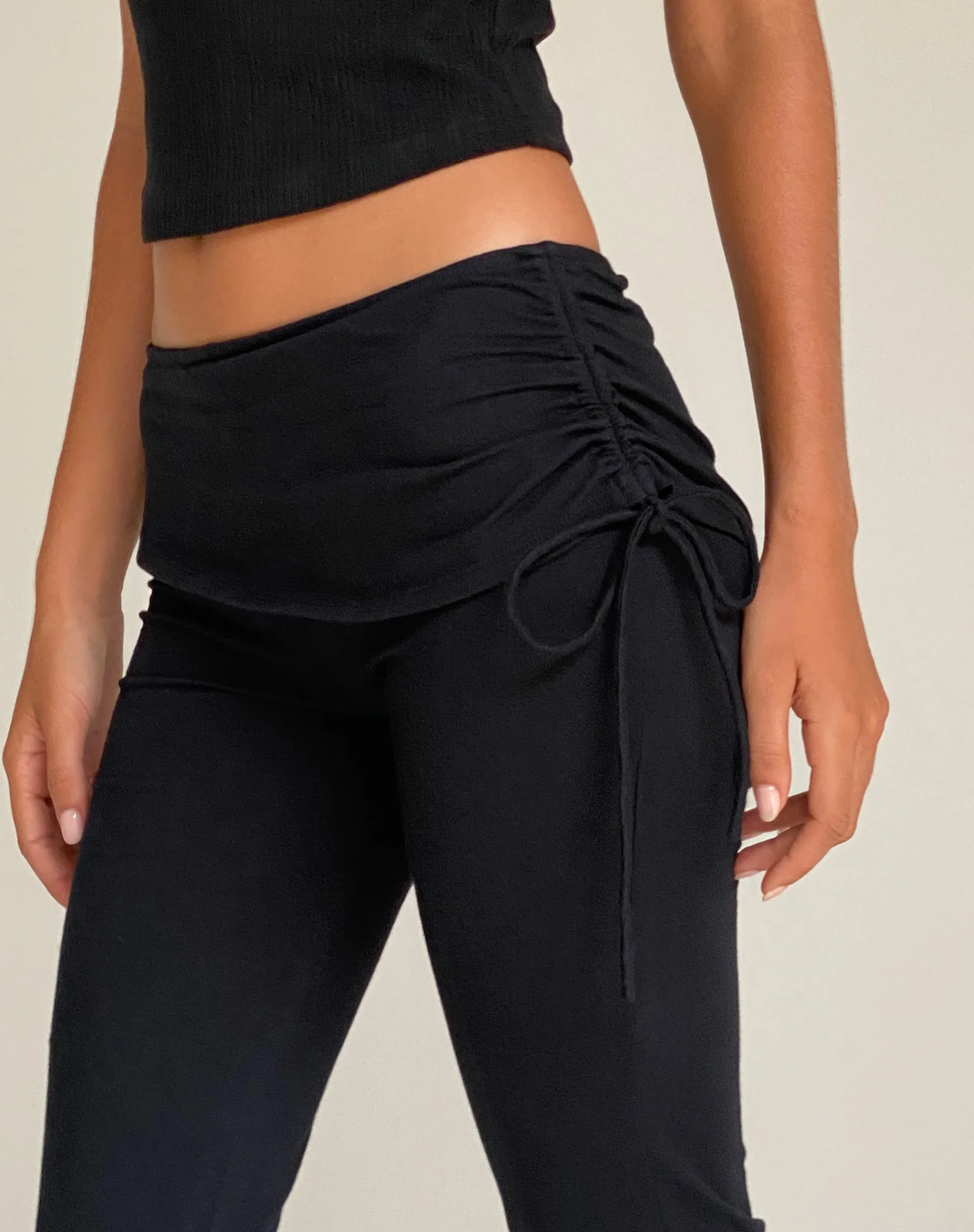 Motel Rocks Low Rise Pants-Jacie Jersey Flare Trouser in Black