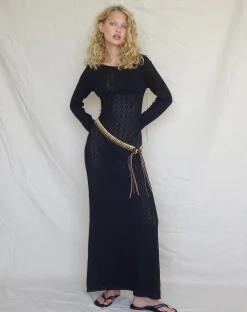 Motel Rocks Long Sleeve Dresses-Jadie Open Back Maxi Dress in Black